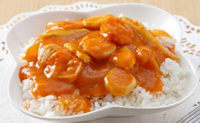 Nasi siram udang sayur.