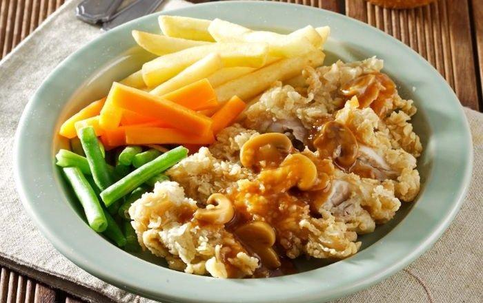 Steak ayam krispi.