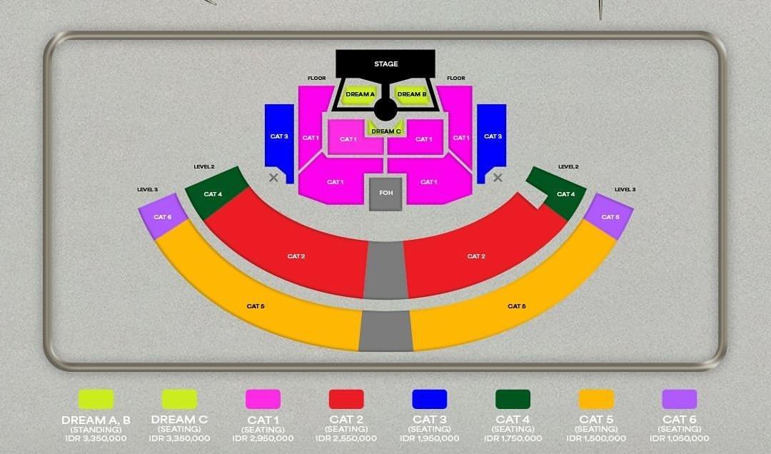 Seat plan konser NCT Dream di GBK, Jakarta.