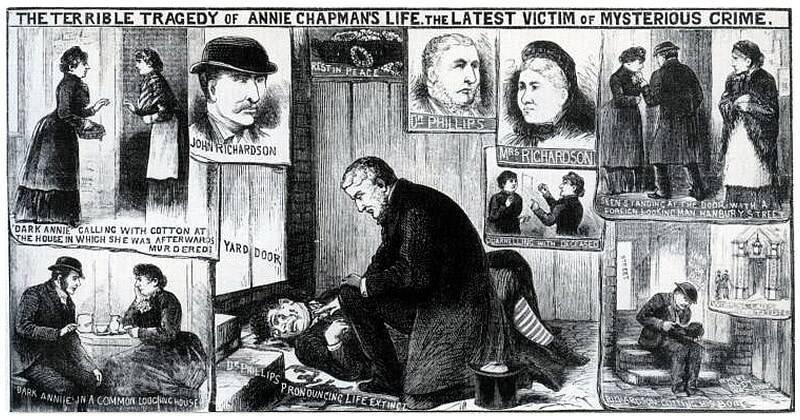 Sebuah ilustrasi yang menggambarkan pemeriksaan jenazah Annie Chapman.