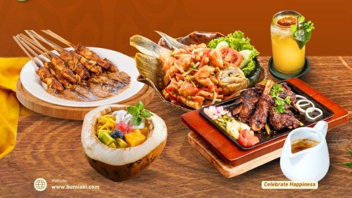 Sejumlah menu makanan dan minuman di RM Bumi Aki Bogor, Jawa Barat.