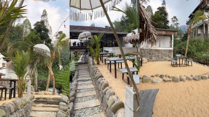 Sitting area outdoor di Waroenge Mbah Man Tawangmangu Karanganyar yang berkonsep ala pantai. Berikut rincian daftar menu dan harga di Waroenge Mbah Man, restoran berkonsep pantai unik di Tawangmangu Karanganyar, Jawa Tengah.