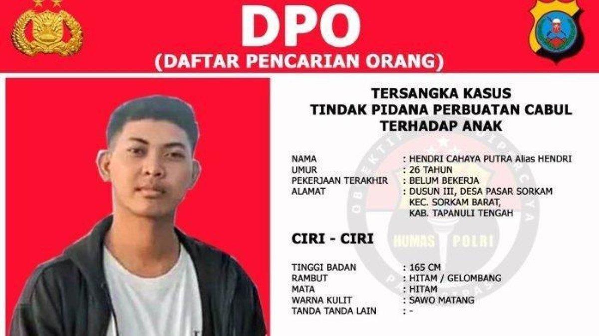 Tampang Hendri Cahaya Putra, predator seksual yang telah mencabuli 30 bocah laki-laki di Tapanuli Tengah.