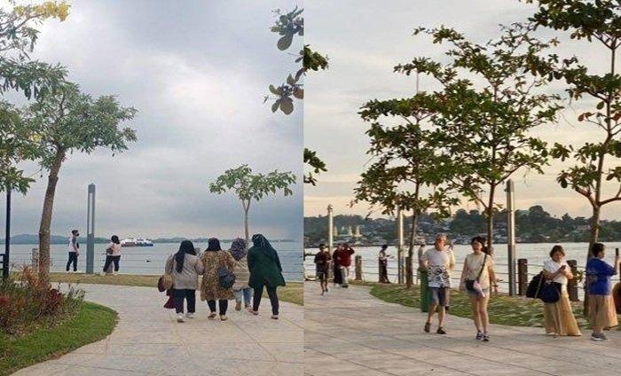 HARBOUR BAY BATAM - Pengunjung kawasan tepi laut Harbour Bay Batam, Provinsi Kepulauan Riau (Kepri), Kamis (20/3/2025). Tepi laut Harbour Bay Batam bisa menjadi tempat pilihan untuk ngabuburit.