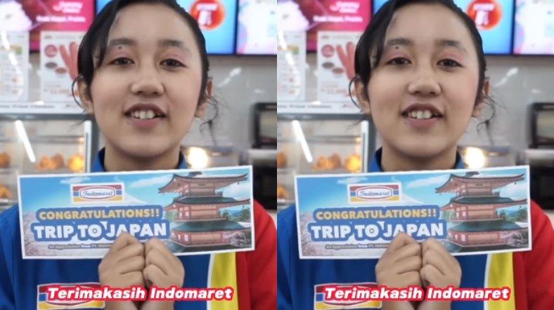 Setelah videonya viral, Vania kini mendapat hadiah liburan ke Jepang dari manajemen Indomaret.