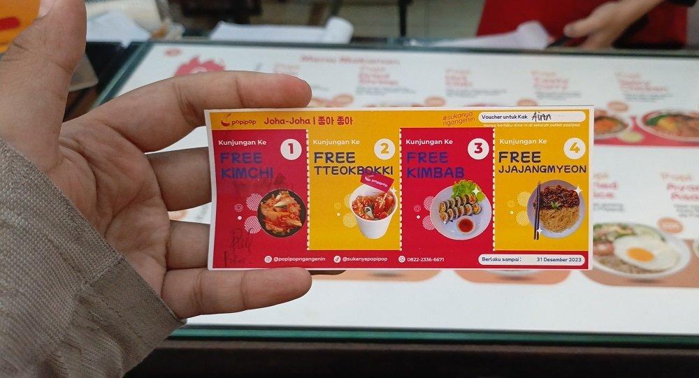 Voucher makanan di Popipop Solo buat member baru dan lama.
