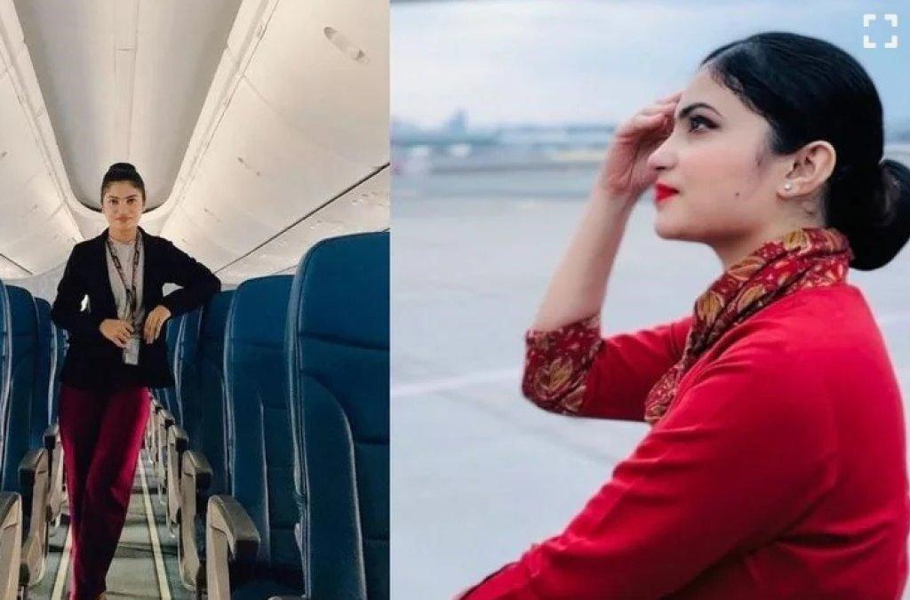 Wajah dari Surabhi Khan, pramugari dari maskapai Air India Express yang ditangkap karena menyelundupkan emas seberat 1 Kg di duburnya.