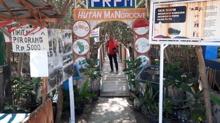 Wisata Pantai Pasir Putih di Desa Sukajaya, Kecamatan Cilamaya Kulon, Kabupaten Karawang pada Minggu (25/8/2024).