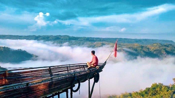 Wisatawan liburan ke Jurang Tembelan di Bantul, Jogja.