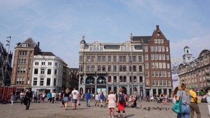Kawasan Dam Square, Amsterdam, Belanda, Kamis (24/5/2018).