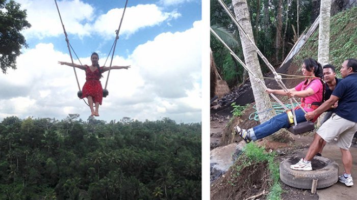 Berayun di ketinggian 35 meter dari permukaan tanah tentu membuat adrenalin terpacu.