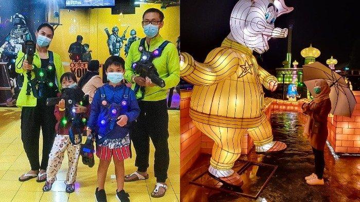 WISATA BATU - Pengunjung tengah menikmati salah satu wahana di Batu Night Spectacular, Batu, Jawa Timur, Selasa (18/2/2025). Batu Night Spectacular bisa menjadi tempat wisata pilihan untuk menikmati momen liburan akhir pekan.