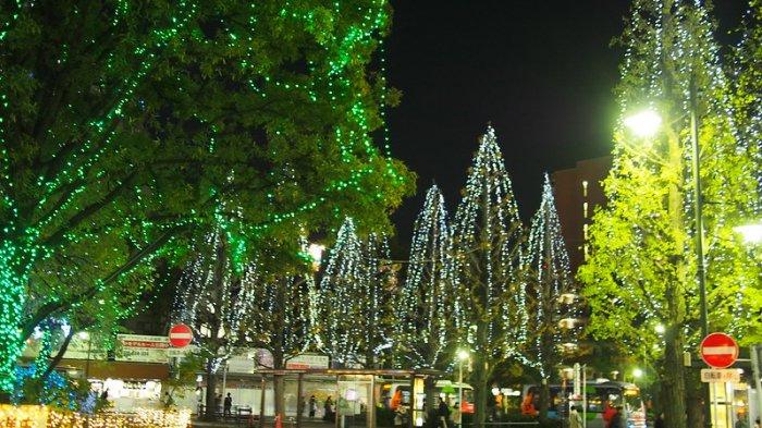 Christmas Illuminations di Stasiun Mitaka, Tokyo, Jepang