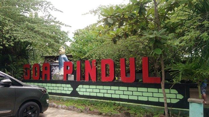 Papan nama Goa Pindul yang diambil TribunTravel saat mengunjungi Goa Pindul di Gunungkidul, Minggu (26/1/2020)