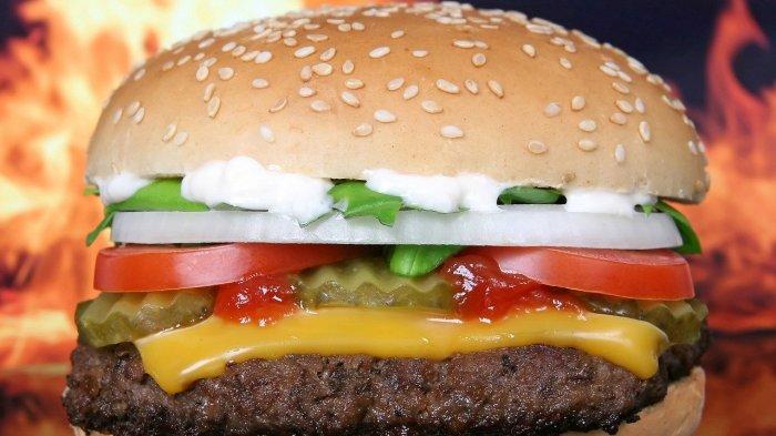 Ilustrasi burger McDonalds dengan keju slice.
