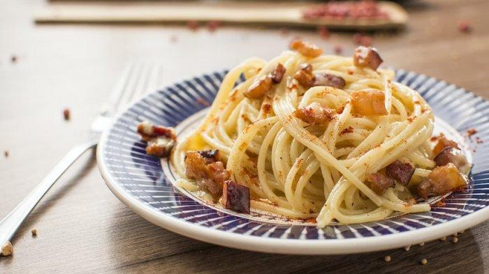 Ilustrasi spageti untuk sarapan enak.