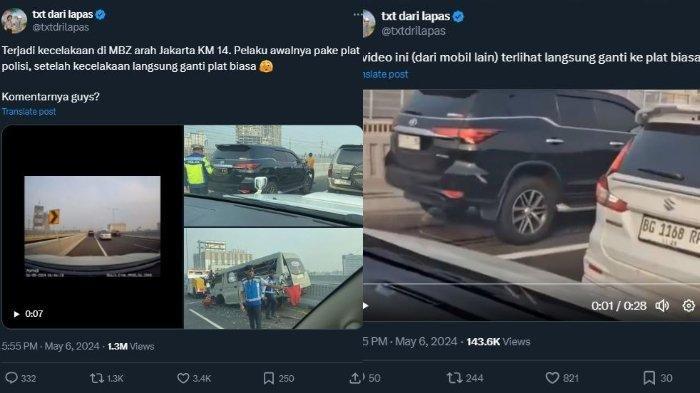 Sebuah video Fortuner Mobil Dinas Polri memicu kecelakaan beruntun di jalan Tol MBZ Jakarta, disorot karena pelat berubah nomor sipil.