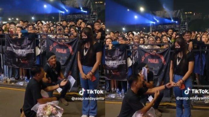 Viral pria melamar sang kekasih saat konser, namun berakhir ditolak.