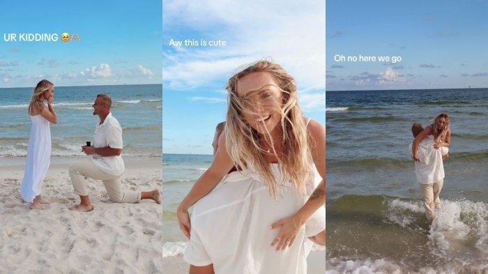 Niatnya romantis melamar pacarnya di pantai, pasangan ini kehilangan cincin berlian yang tersapu ombak.