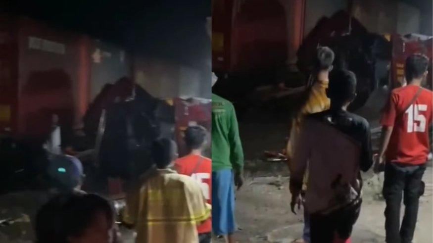 Viral sebuah mobil pemadam kebakaran (damkar) ditabrak kereta api di Indramayu, Jawa Barat.