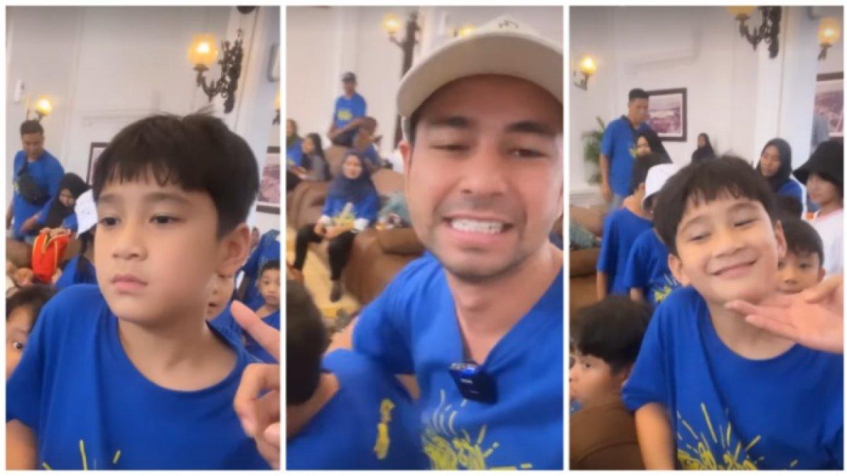 Kolase momen kesuran Raffi Ahmad dan Rafathar jajal wahana kereta misterius.