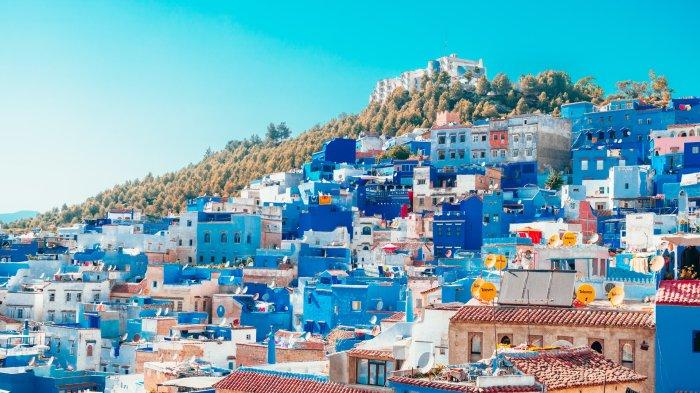 Pemandangan Kota Chefchaouen, Maroko.