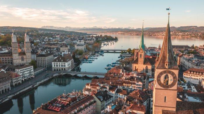 Pemandangan kota Zurich Swiss dari ketinggian