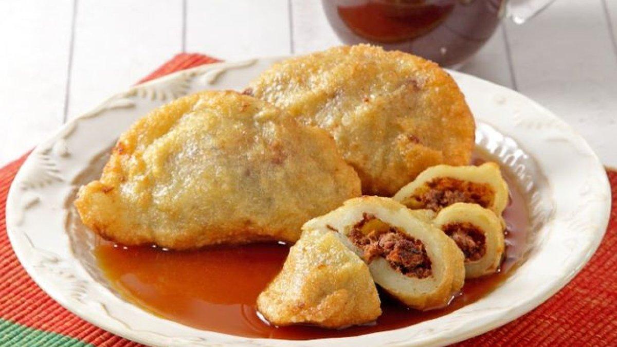 Pempek dos abon pedas.