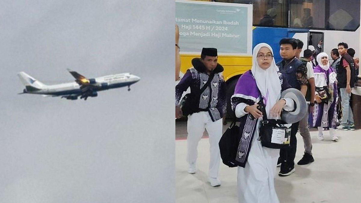 Jemaah Haji Kloter 5 Embarkasi Makassar Asal Kabupaten Gowa diterbangkan lagi usai sayap kanan pesawat Garuda Indonesia yang ditumpangi terbakar.