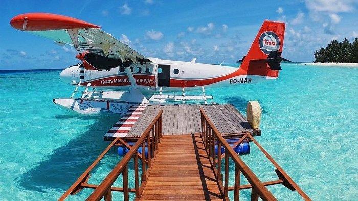 Pilihan Transportasi Lokal di Maldives, Traveling Antar Pulau Naik Seaplane  - Tribun Travel