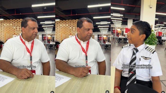 Sesi Wawancara CEO Air Asia, Tony Fernandes, bersama seorang anak. Pada momen ini ia mengakui Indonesia sebagai negara favoritnya.