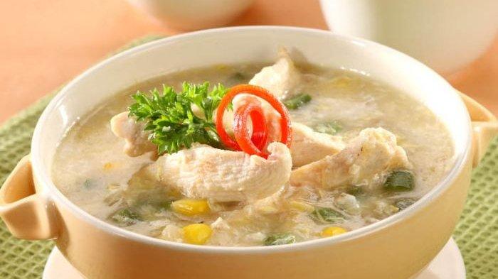 Sup jagung ayam fillet.