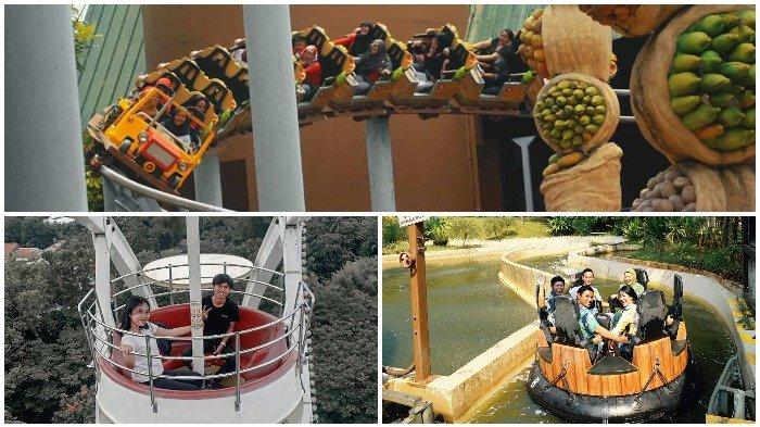 Kolase wahana seru di JungleLand Bogor, Minggu (9/2/2020).