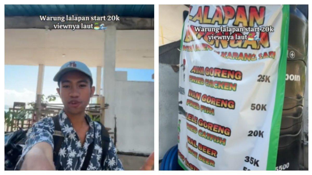 Seorang pemuda membagikan potret warung makan di pinggir pantai dengan harga yang mengejutkan.