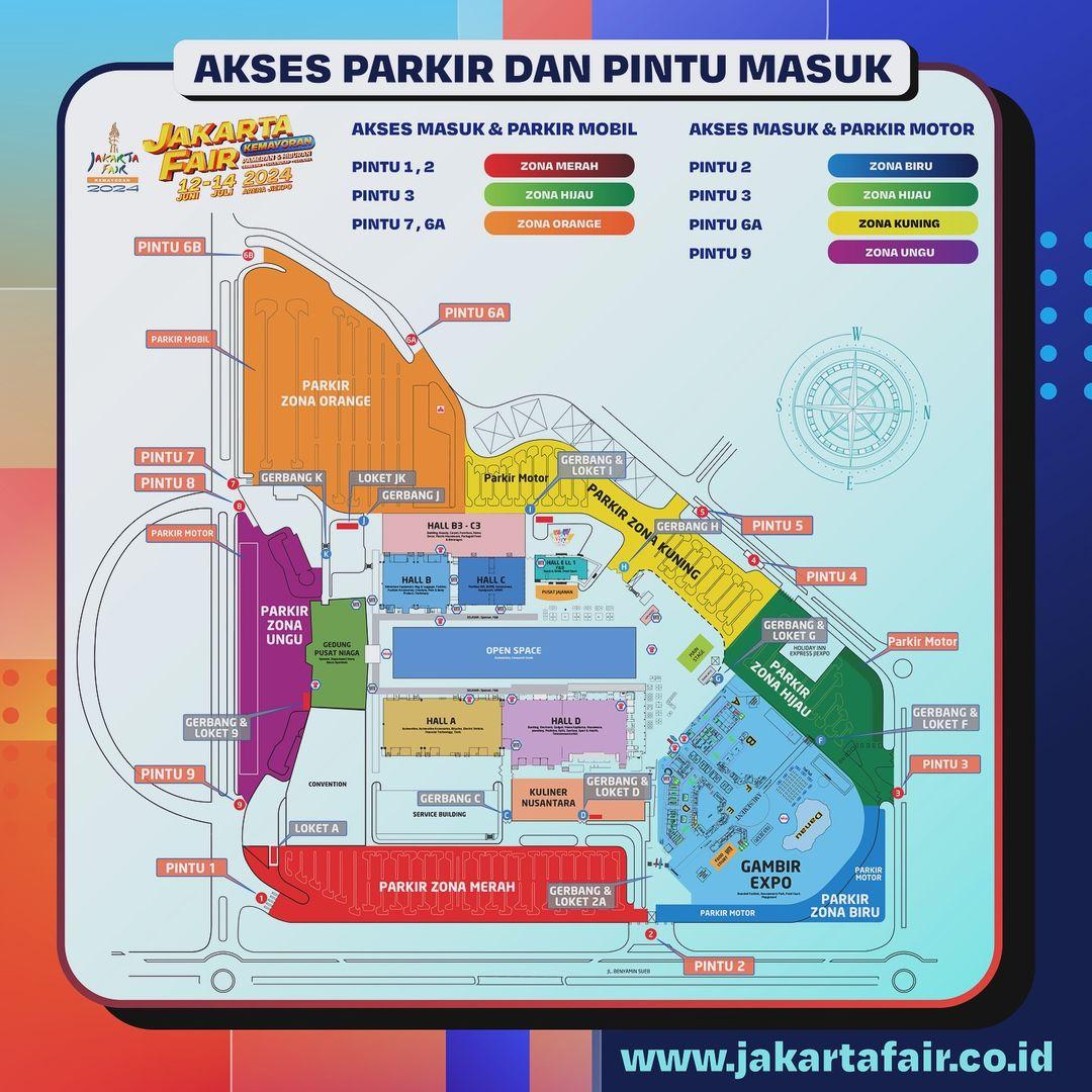 Akses pintu masuk dan area parkir Jakarta Fair 2024. (Instagram/jakartafairid)