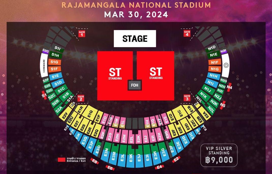 Seat plan dan harga tiket konser Bruno Mars di Bangkok, Thailand. (Instagram/livenationth)