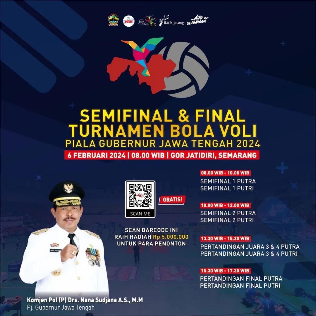 Turnamen Bola Voli Piala Gubernur Jawa Tengah 2024. (Instagram/disporaparjateng)