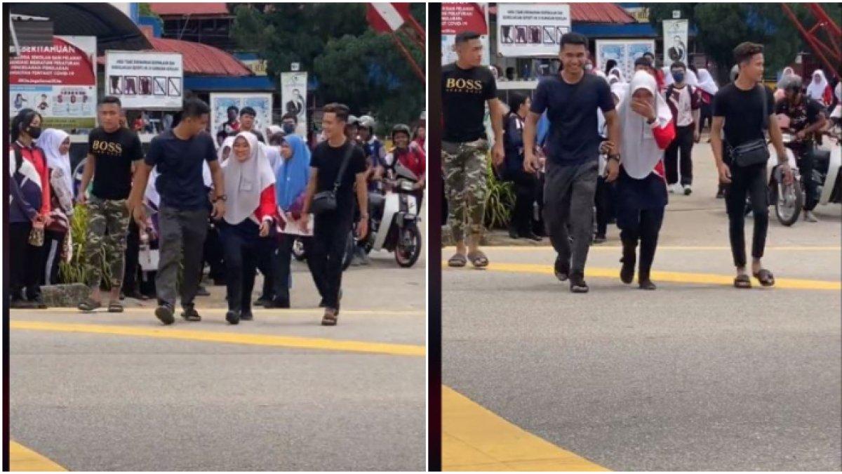 3 kakak laki-laki jemput adik perempuannya dari sekolah (1)
