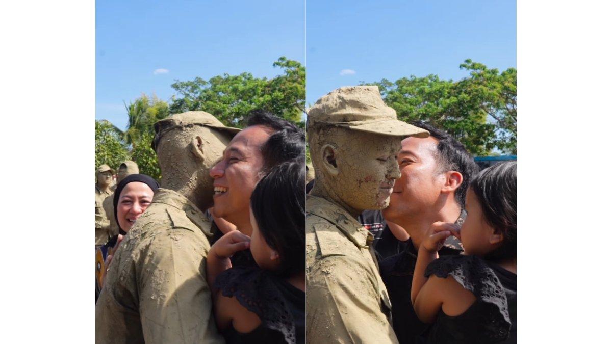 5 cuplikan Denny Cagur dan Shanty lepas kangen pada anak, Peluk dan cium kangen