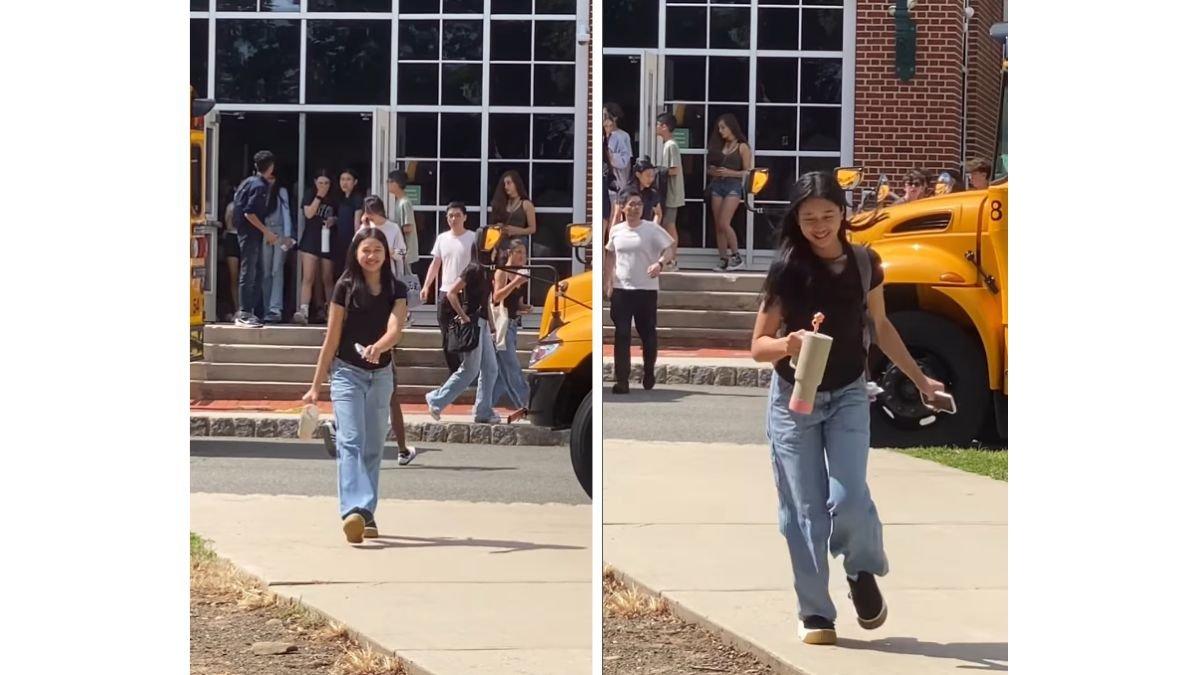 5 cuplikan Oka Antara jemput anaknya  Akshara Isaka pulang sekolah, lari hampiri ayah dan ibu