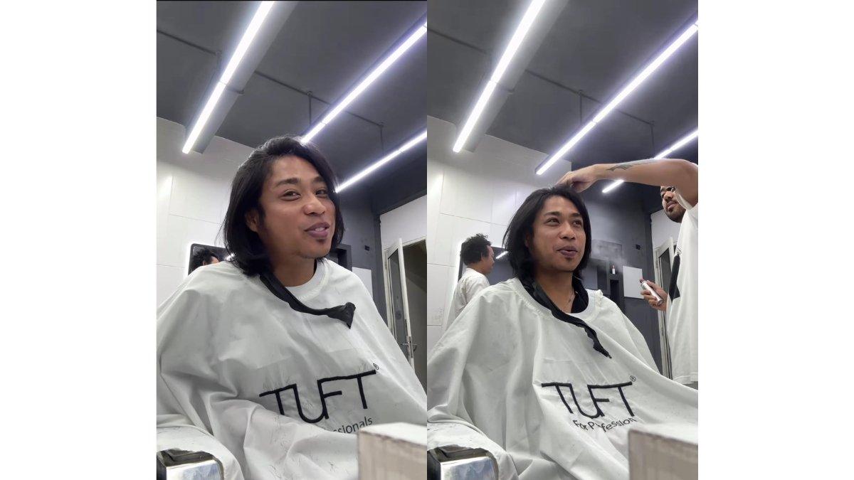 5 foto Praz Teguh dulu gondrong sekarang bondol, Final touch dari sang barber