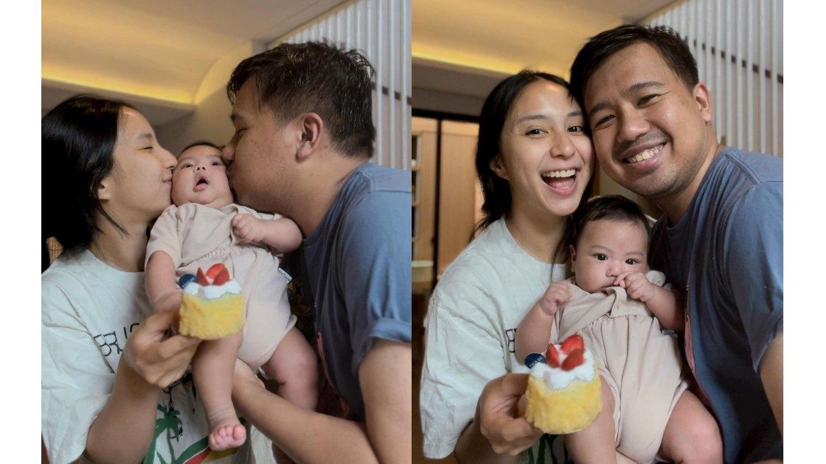 5 momen lucunya anak Joshua Suherman dan Clairine Christabel, Pasang wajah datar saat digendong ayah