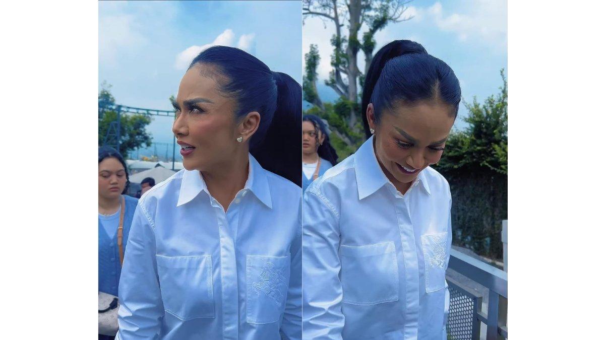 Krisdayanti bersama kedua anaknya di tengah kesibukan kampanye.