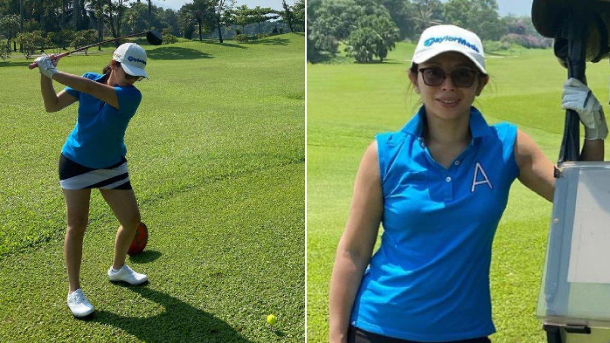 7 potret Eno Sigit cucu Soeharto, putri kedua Sigit Harjojudanto bermain golf.