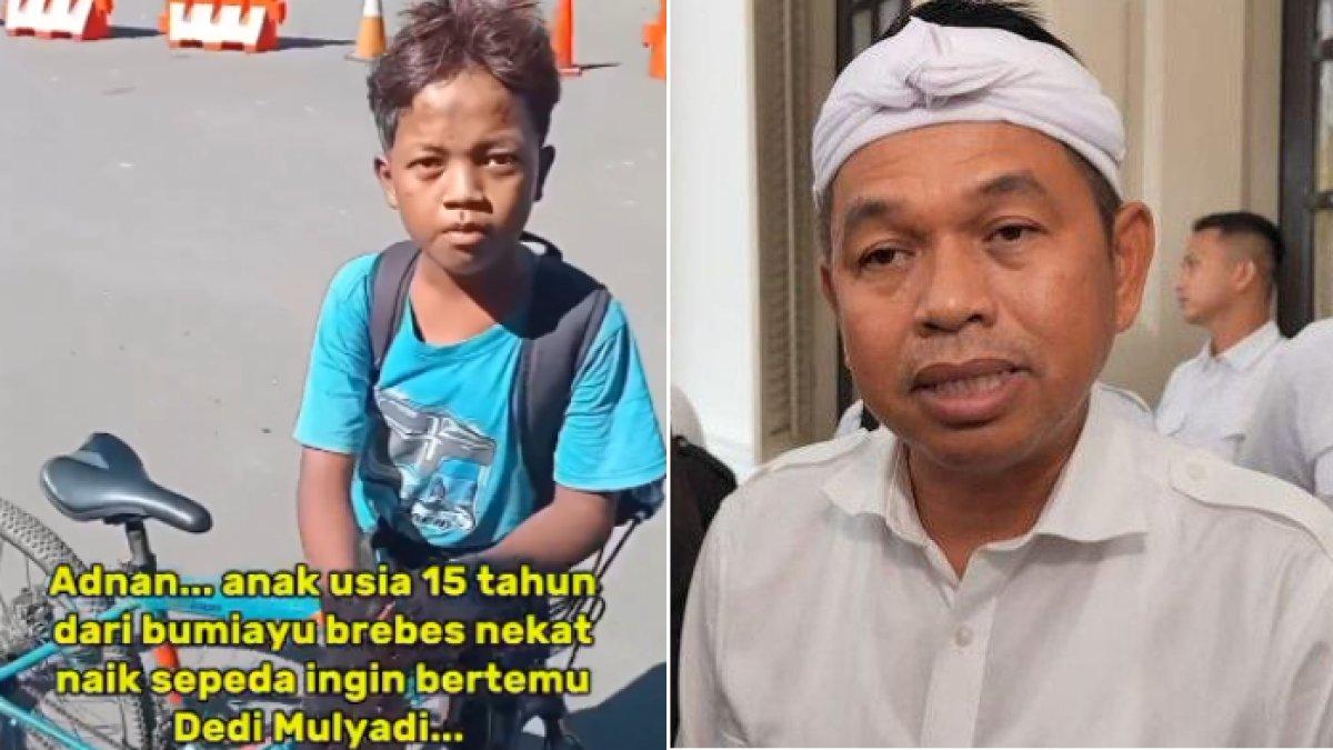 ADNAN DEDI MULYADI - Adnan Prasetyo bersepeda dari Brebes ke Subang demi bertemu Dedi Mulyadi. Profil Adnan Prasetyo, bocah yatim piatu dari Brebes yang bersepeda lebih dari 200 km demi bertemu Dedi Mulyadi.