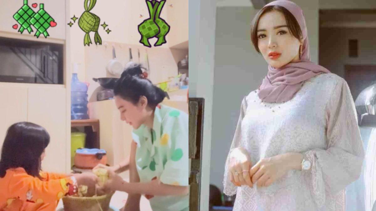 ARTIS RAYAKAN LEBARAN 2025,- Potret Wika Salim semarakkan momen Lebaran 2025 dengan masak besar, ketupat.