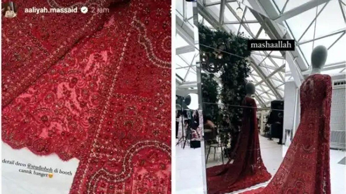 Aaliyah dan Thariq Halilintar pamer gaun pengantin warna merah.