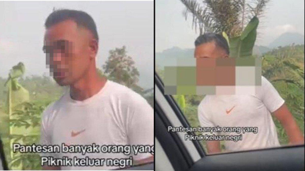 Aang (35), pria yang melakukan pungli di tempat wisata curug Ciburial, Sentul Bogor.