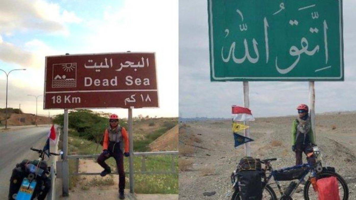Abdul Rahman (35) warga Bandar Lampung yang tiba di Mekkah dengan menempuh perjalanan mengendarai sepeda, beberapa waktu lalu. Abdul menempuh jarak lebih dari 12.000 KM dan 11 negara untuk tiba di Mekkah