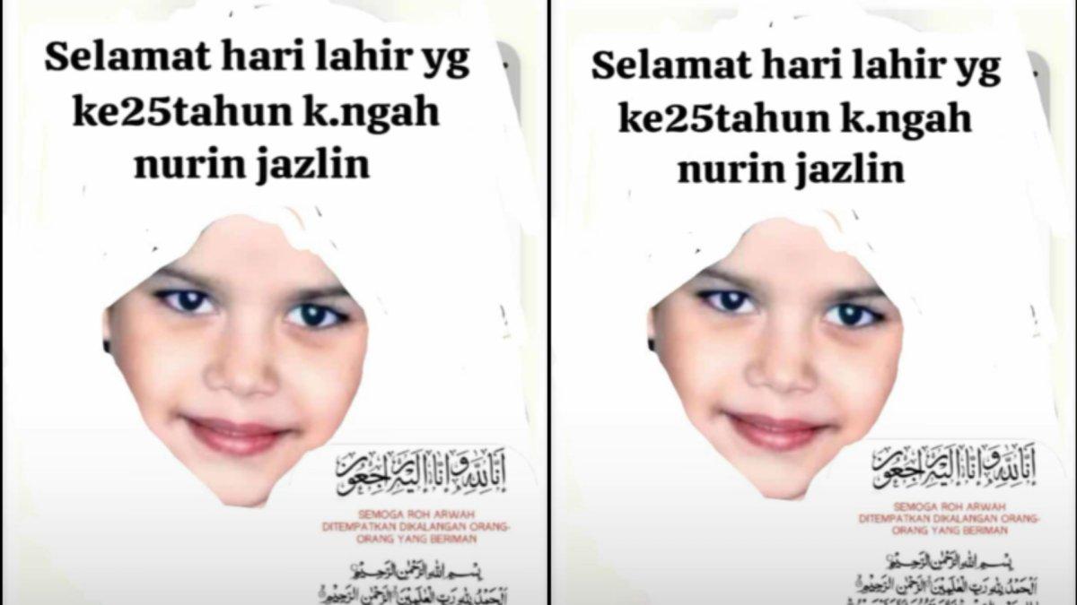 Adik Nurin Jazlin mengenang mendiang kakaknya.